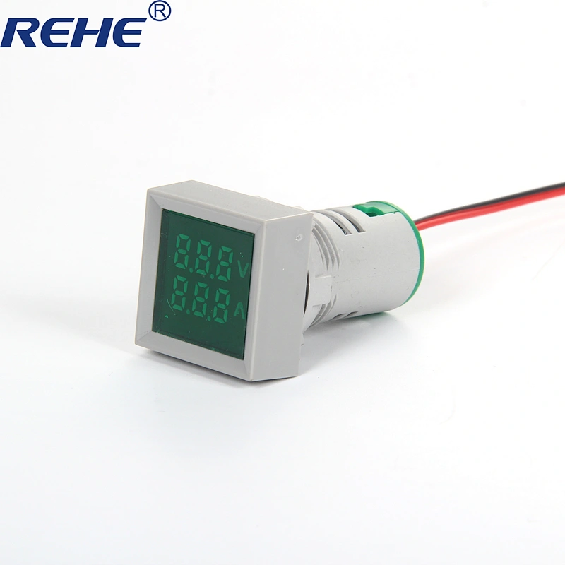22mm 100A 50~500V AC white green red yellow blue single LED indicator digital voltmeter ammeter