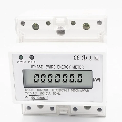 RH35SC AC 4P Single Phase DIN Rail 220VAC 10(40)A 50HZ Electric Watt Two Wire Active Energy meter
