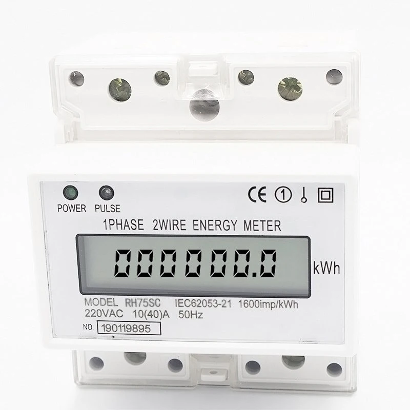 RH35SC AC 4P Single Phase DIN Rail 220VAC 10(40)A 50HZ Electric Watt Two Wire Active Energy meter