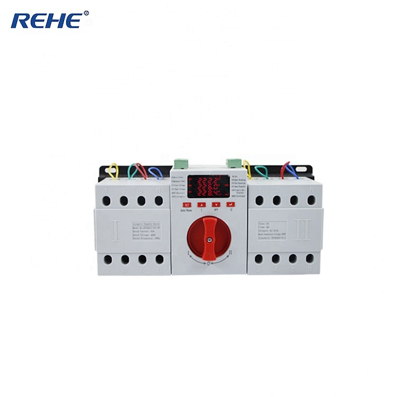 China Intelligent Controller 16-63A 400VAC 4P Dual Power Supply Changeover Switch With  LED Display REHE-ATSQ1Z