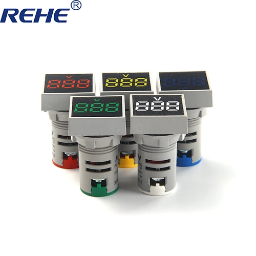 New Series 22mm 20-500V AC Digital Voltmeter Volt Meter Red Green Yellow mini LED Indicator Panel Light