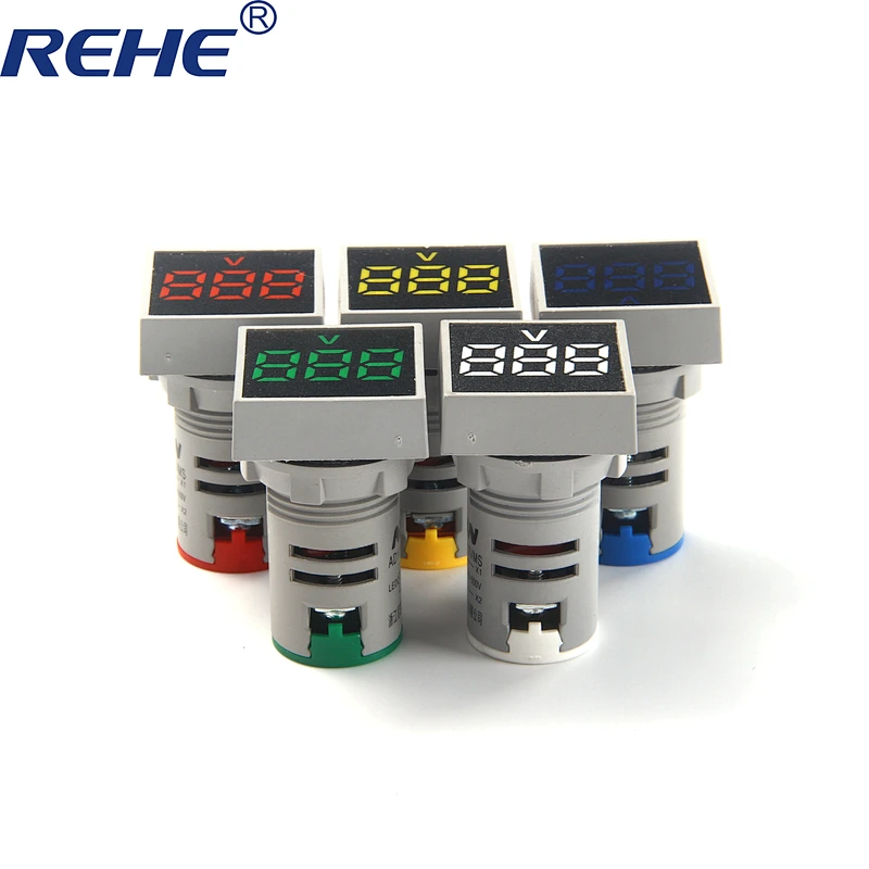 New Series 22mm 20-500V AC Digital Voltmeter Volt Meter Red Green Yellow mini LED Indicator Panel Light