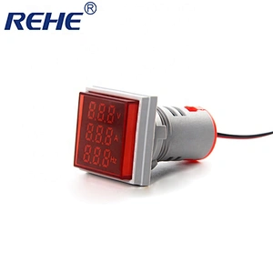 22mm mini Square led indicator ammeter voltmeter frequency signal light/lamp AVHz multi meter with transparent cap