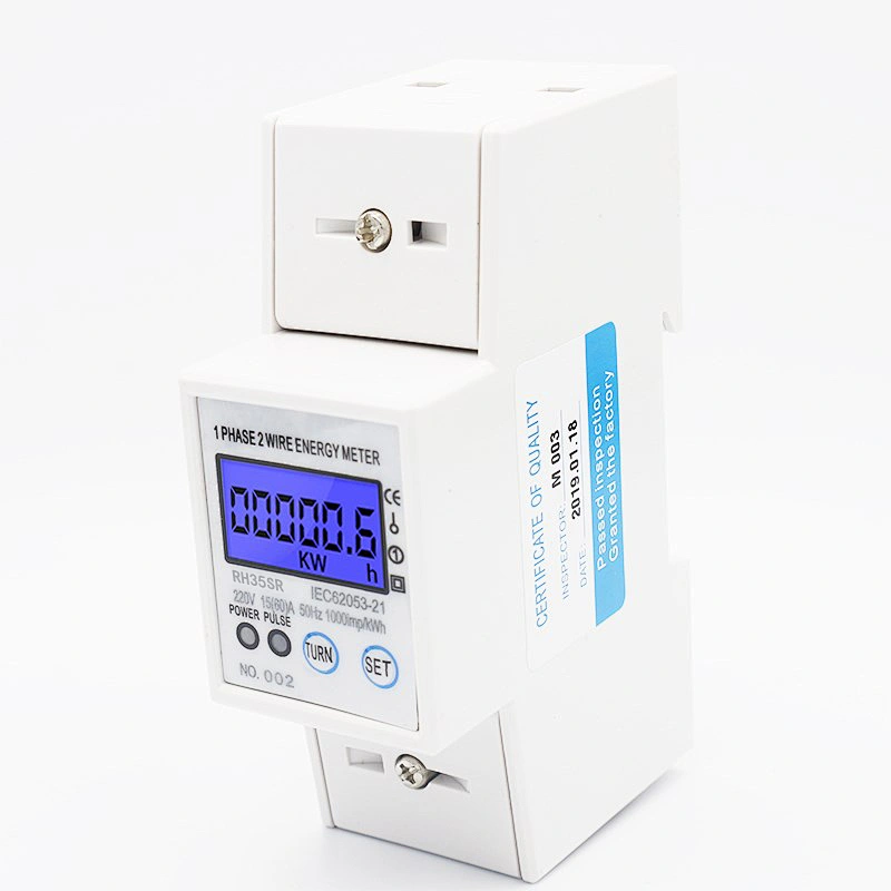 High Quality White DIN Rail Single Phase Two Wire Digital Electric Power Meter