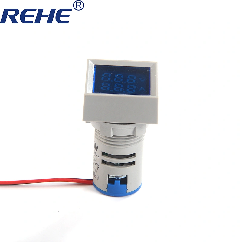 22mm 100A 50~500V AC white green red yellow blue single LED indicator digital voltmeter ammeter