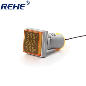 22mm mini Square led indicator ammeter voltmeter frequency signal light/lamp AVHz multi meter with transparent cap