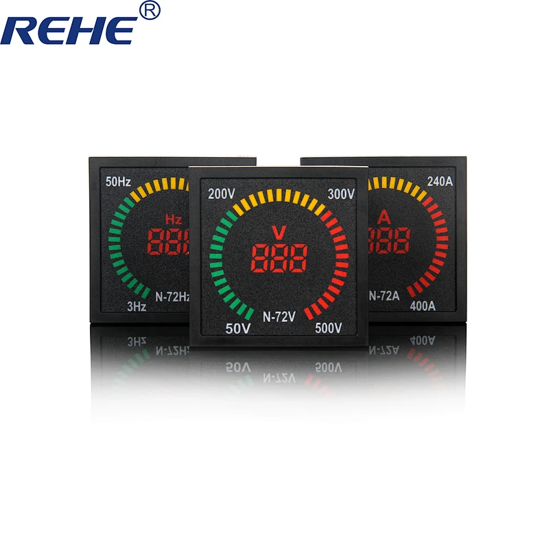 box shape 72mm*72mm AC 220V digital led ammeter indicator light lamp with ac ampere meter