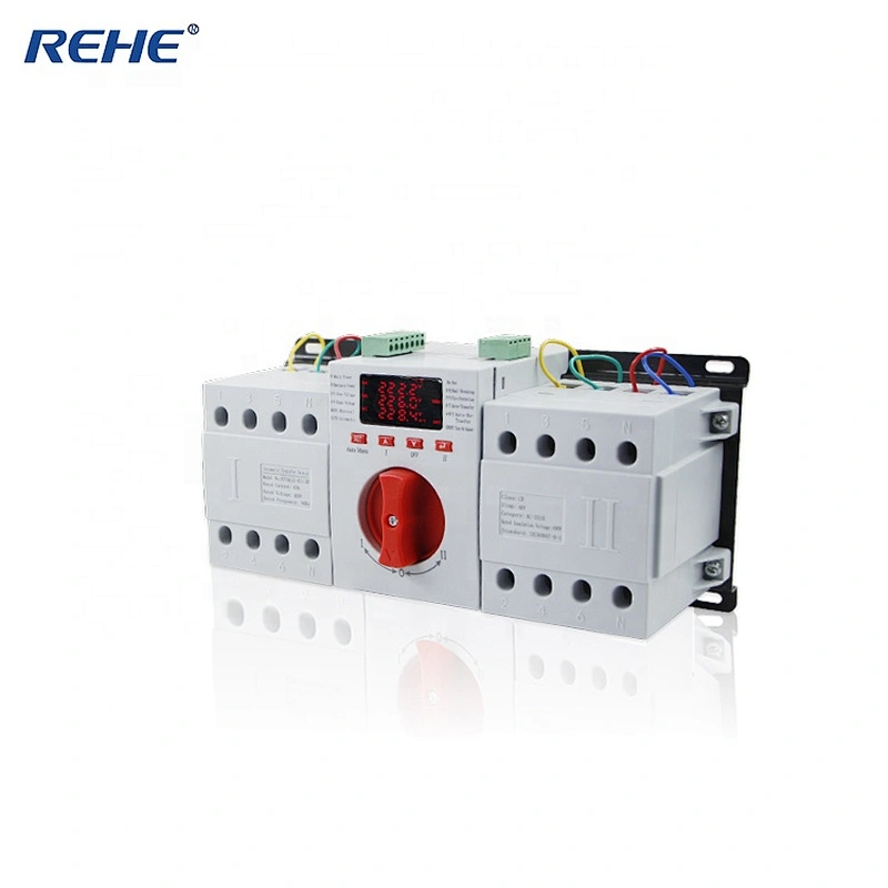 China Intelligent Controller 16-63A 400VAC 4P Dual Power Supply Changeover Switch With  LED Display REHE-ATSQ1Z