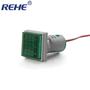 22mm mini Square led indicator ammeter voltmeter frequency signal light/lamp AVHz multi meter with transparent cap
