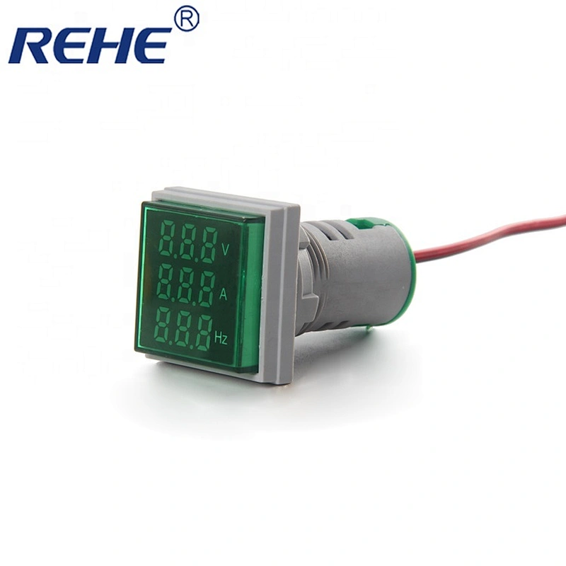 22mm mini Square led indicator ammeter voltmeter frequency signal light/lamp AVHz multi meter with transparent cap