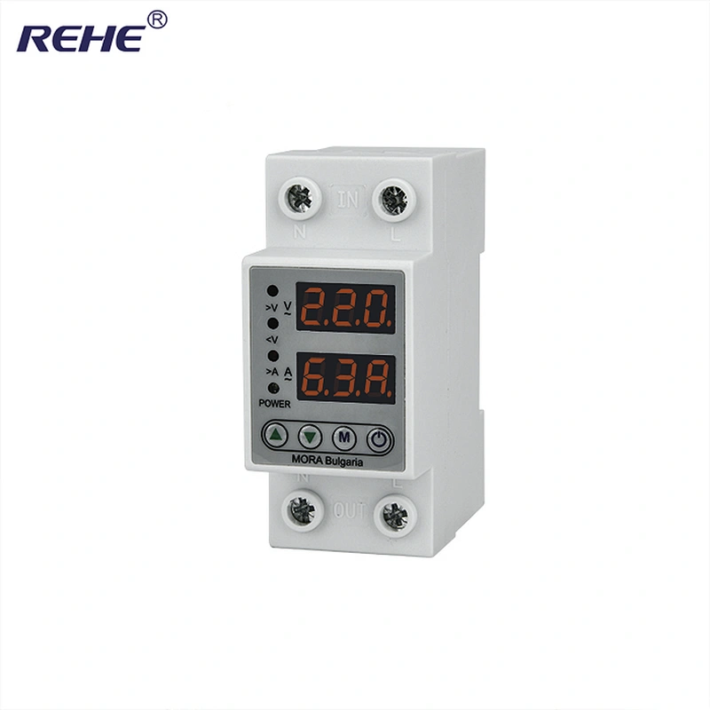 Popular high quality LED Smart Over and Under Voltage Over Load  protector protection device 63A 40A