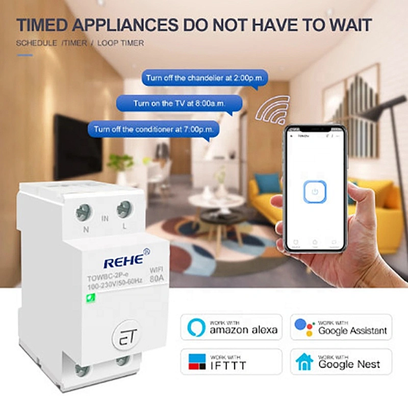 Din Rail WIFI Circuit Breaker Smart Switch Remote Voice Control by Ewelink APP for Smart Home REHE mcb timer 110V 220V 380V