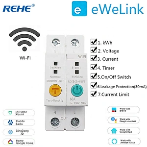2P WIFI Circuit Breaker Energy Power kWh Meter Time Timer Switch Relay Voltmeter Current Leakage Protection RCCB RCBO Limitter