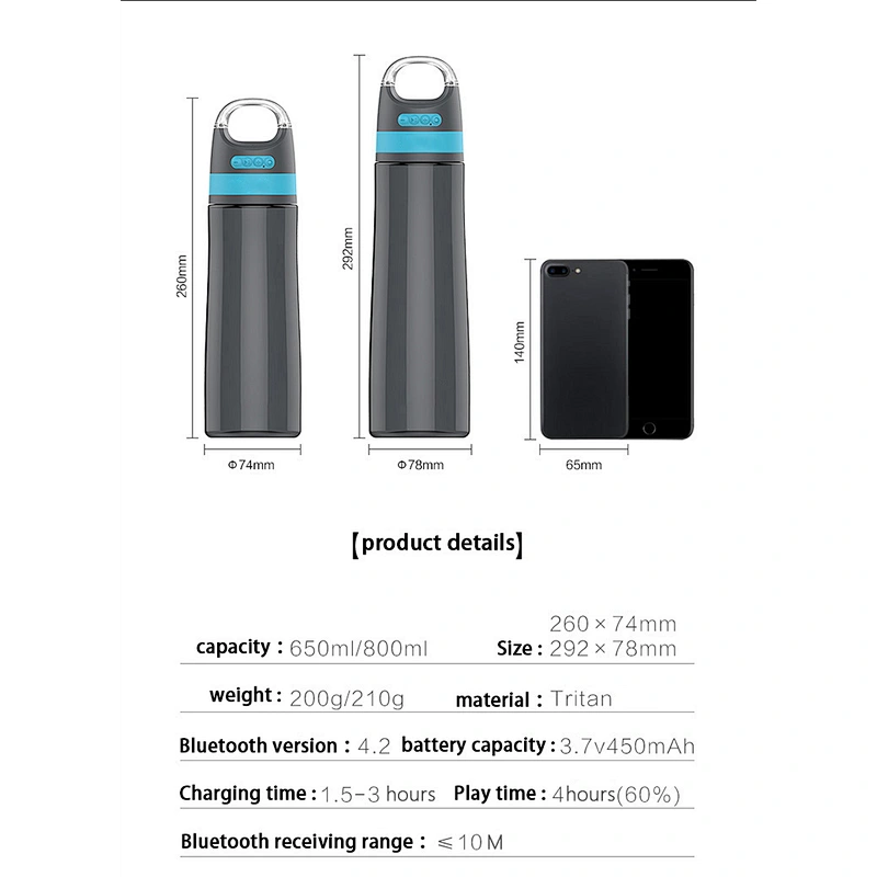 Green Intelligent Outdoor Sport Gym Smart Music Water Bottle