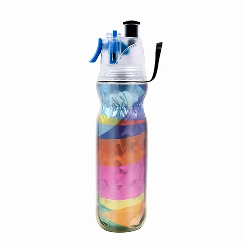 Best selling double layer PE plastic Spray Mist Bottle outdoor sports drink water bottle with straw