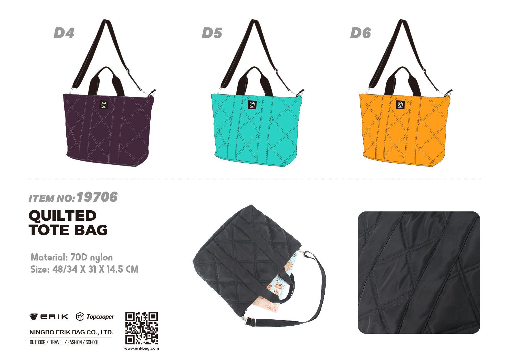 19706 Fashion Quilted Tote Bag