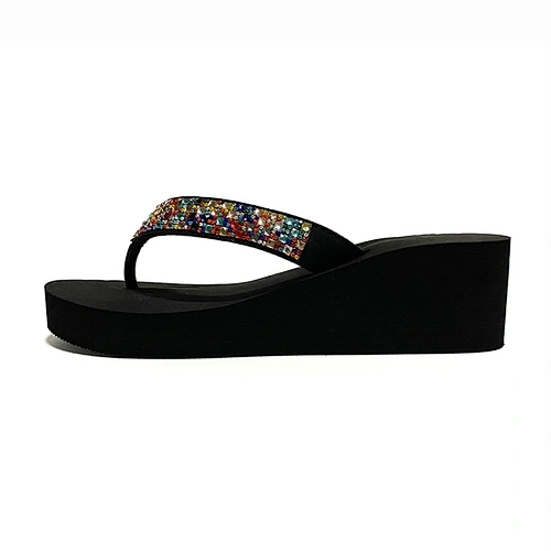 Ladies Rhinestone Wedge Flip Flops