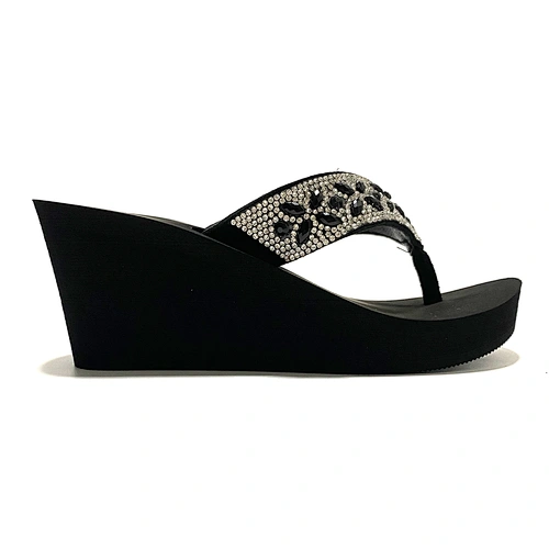 Ladies Rhinestone Wedge Flip Flops