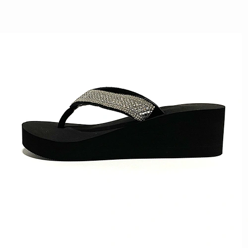 Ladies Rhinestone Wedge Flip Flops
