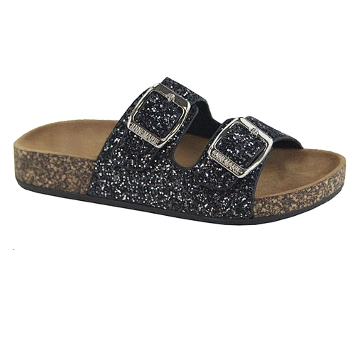 Women's Leisure Buckle Two Strap Footbed Slide Sandals