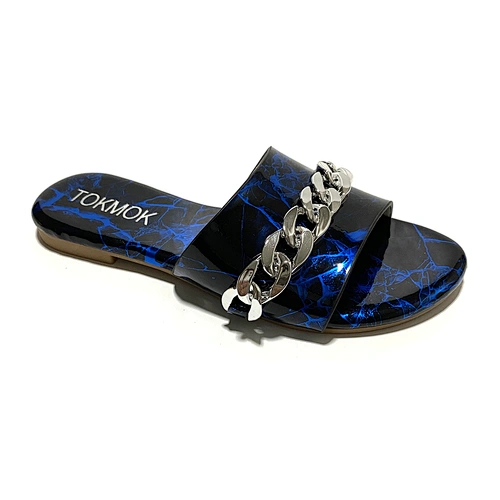 Ladies Flat Marble Slide Sandals