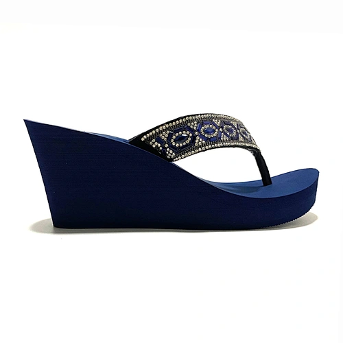 Ladies Rhinestone Wedge Flip Flops