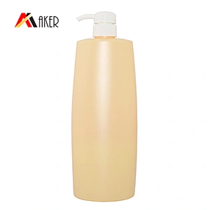 1L yellow PE plastic cosmetic empty shampoo bottle with lotion pump for wholesale
