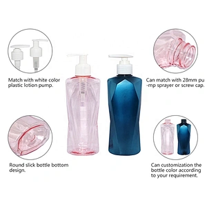 Plastic Pet Bottle for Shampoo Hot Design 300ml Blue and Pink Lotion Pump Beauty Packaging Decal 32g