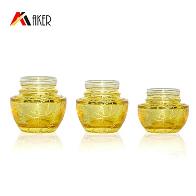 wholesale 20g 30g 50g 1oz 2oz  gold alumite cap glass lotion eye cosmetic packaging skincare cream jar