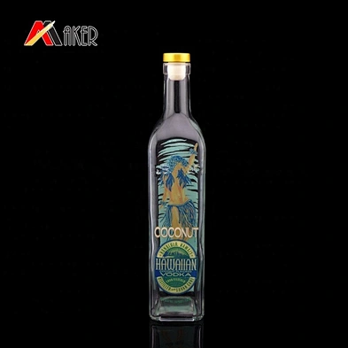 Empty Clear 750ml Square Vodka Liquor Glass Wine Bottles with Rubber Stopper Crystal White Material Beverage
