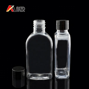 Hot sale 100ml clear PET plastic mouthwash bottle packaging with black plastic screw cap