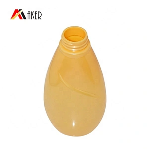 Yellow custom shape 500ml PET plastic shampoo lotion bottle with pump wholesale