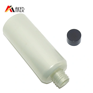 250ml empty pearlescent effect plastic cosmetic lotion bottle with black screw lid