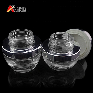 China factory custom 20ml 30ml 50ml clear round shape  face cream glass jar with screw top lid