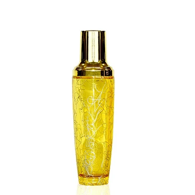 empty 120ml gold cosmetic packaging personal skincare lotion pump glass bottle
