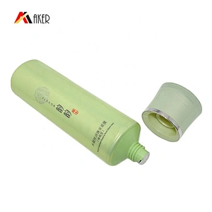 Empty 50ml green round screen printing PE cosmetic packaging soft cream tube with lid