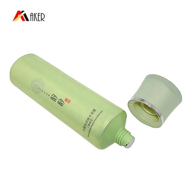 Empty 50ml green round screen printing PE cosmetic packaging soft cream tube with lid