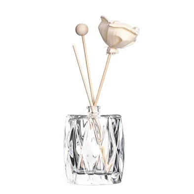 Wholesale Empty 90ml Clear Glass Flower Reed Diffusers Bottle Set With Wooden Cork For Room Decor