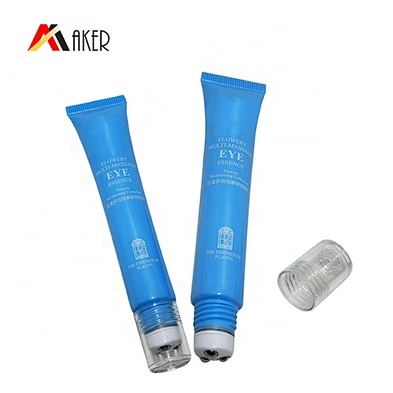 Wholesale blue 20g Metal roller ball applicator control eye essence cream cosmetic tubes packaging with screw cap