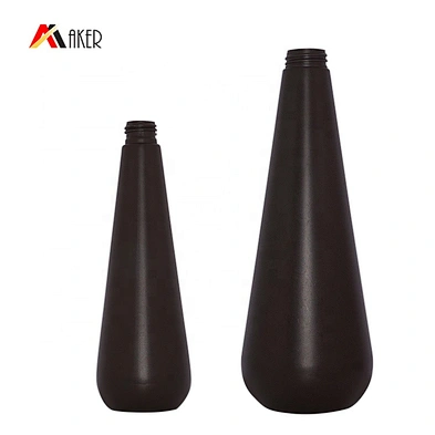 Unique shape empty brown 350ml 1000ml PE plastic cosmetic shampoo bottles set with lotion pump