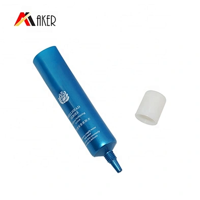 Luxury empty 10ml round pearl blue plastic cream cosmetic tubes packaging with screw cap