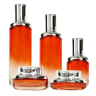 Custom Luxury Empty face cream serum Glass Jar Bottle Skin Care Cosmetic Set Container