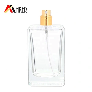 2020 New arrival hot design clear square empty perfume bottle spray 50ml glass with acrylic cap