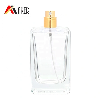 2020 New arrival hot design clear square empty perfume bottle spray 50ml glass with acrylic cap