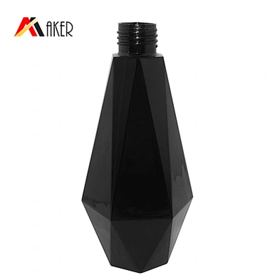 Custom unique shape black luxury design 200ml black PETG plastic shampoo bottle with lotion pump