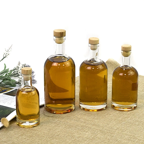 transparent 150ml 350ml 500ml 700ml glass wine bottle with cork tequila whisky liquor bottle whiskey vodka brandy bottle