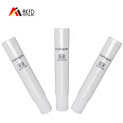 Empty small capacity white round long nozzle cosmetic eye cream plastic packaging tube