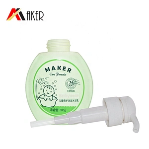 Wholesale manufacturer 300ml light green PE plastic baby shampoo lotion bottle packaging with lotion pump