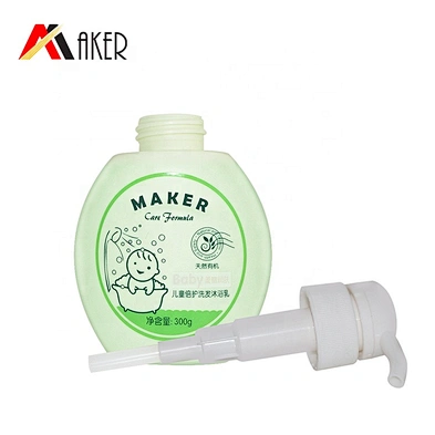 Wholesale manufacturer 300ml light green PE plastic baby shampoo lotion bottle packaging with lotion pump