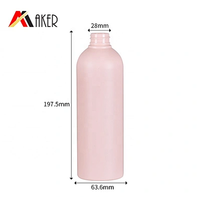 Custom Boston Shape Matte Pink 500ml PET Plastic Empty Body Lotion Bottle with Disc Top Cap